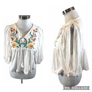 Clover + Scout Boho Peasant‎ Blouse Size Small